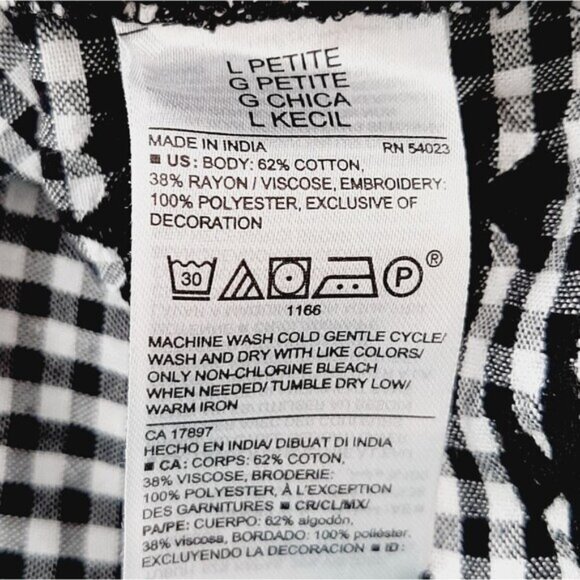 OLD NAVY | Tiered Gingham Swing Mini Dress w Pockets Babydoll Checkered B&W L P - Picture 13 of 16